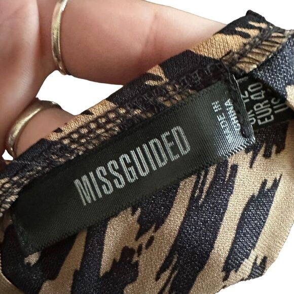 Missguided‎ Cheetah Leopard Animal Print Double Tie Back Dress US 8 UK 12 N21 - Picture 6 of 6